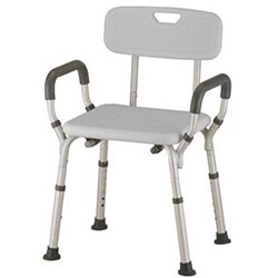 Bath seat with arms and detachable back  